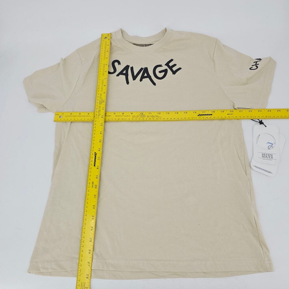 NEW Seven Souls Savage Balanced Chaos Beige Graphic Tee T-Shirt Size M 4062 - Picture 10 of 12